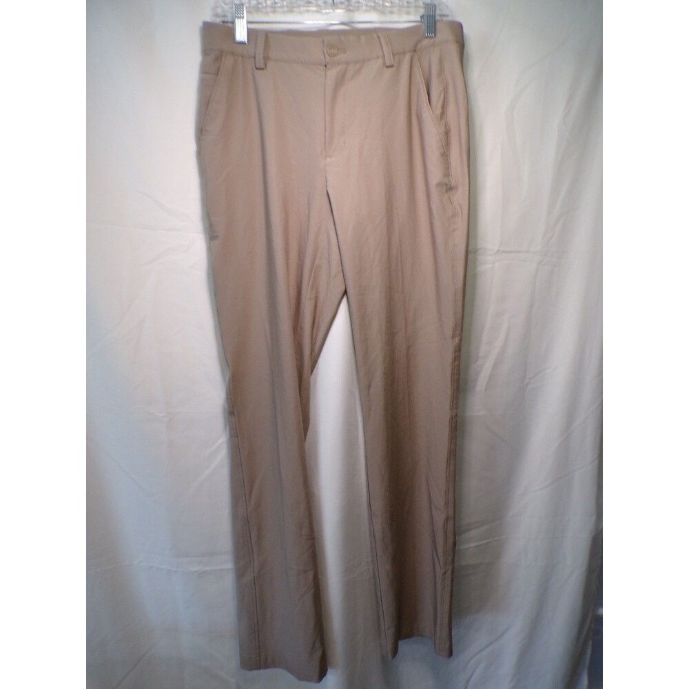 Greg Norman Men's Golf Pants Khaki Tan Flat Front Stretch 30x32 Beige